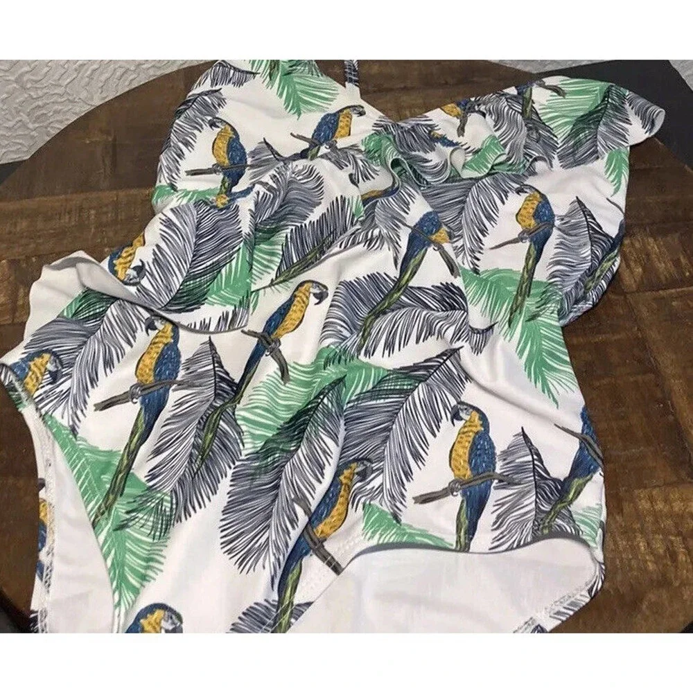 Eomenie Swimsuits Womens Birds Tropical Print One Piece Bathing Suits Small